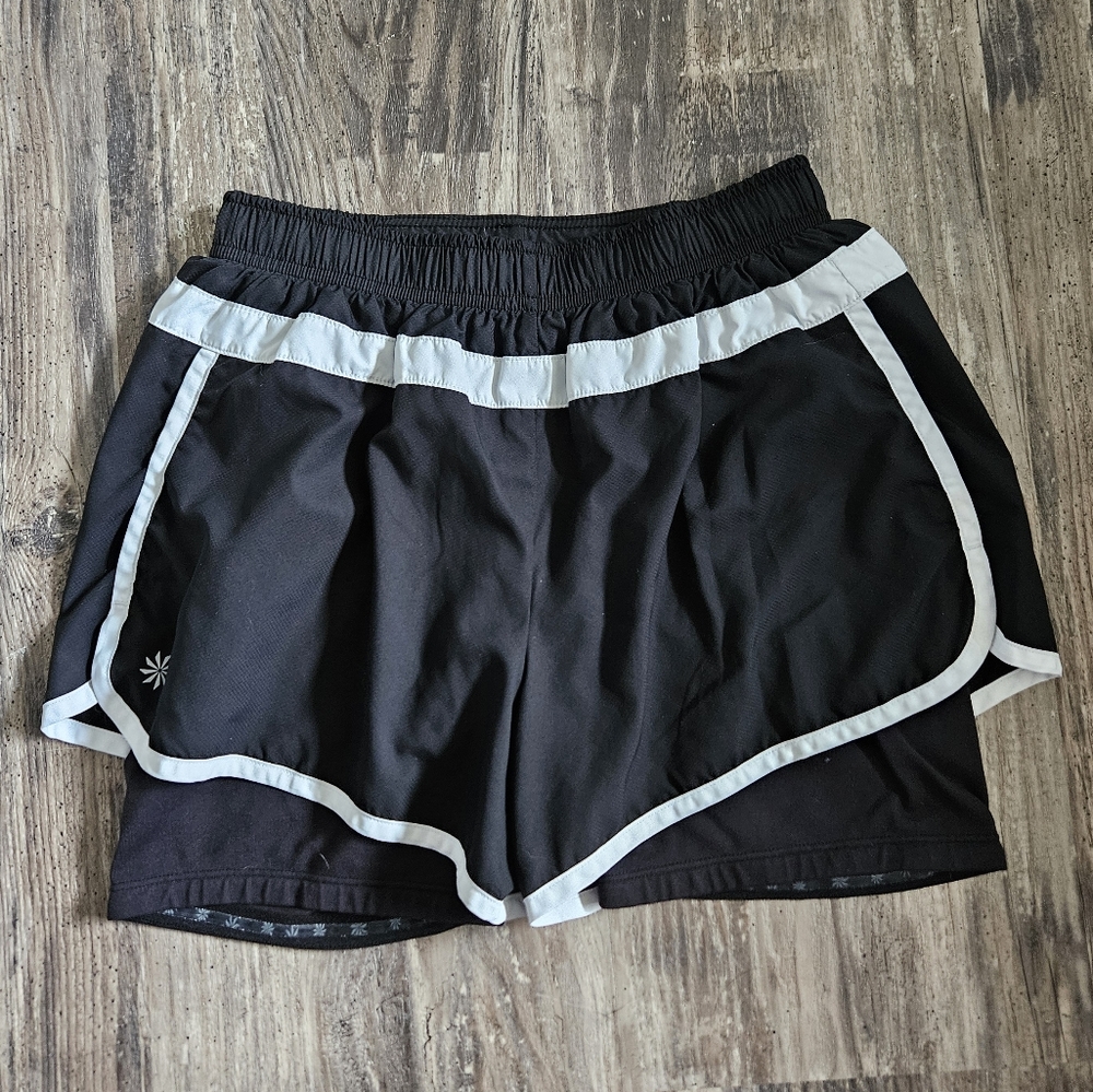 Athleta Black and White Shorts with Inner Lining, Size XS